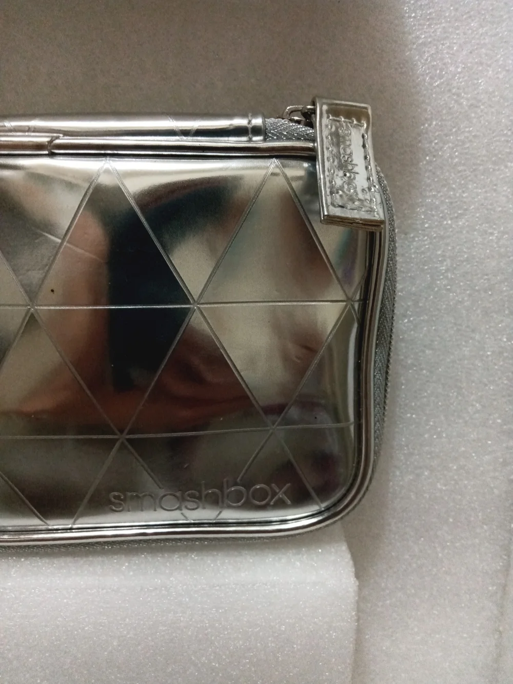 Smashbox Silver Quilted Metallic Makeup Pouch